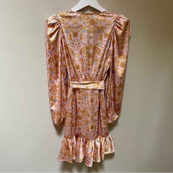 NICoBLU~new ~Cressida Short Wrap Dress ~Blush Pink French Regency Ribbons size 6 - Picture 11 of 16